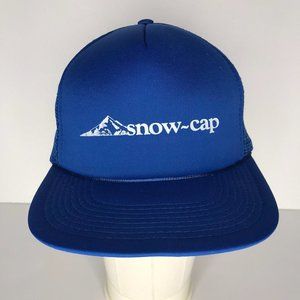 Vintage Snow-Cap Blue Mesh Trucker Snapback Hat